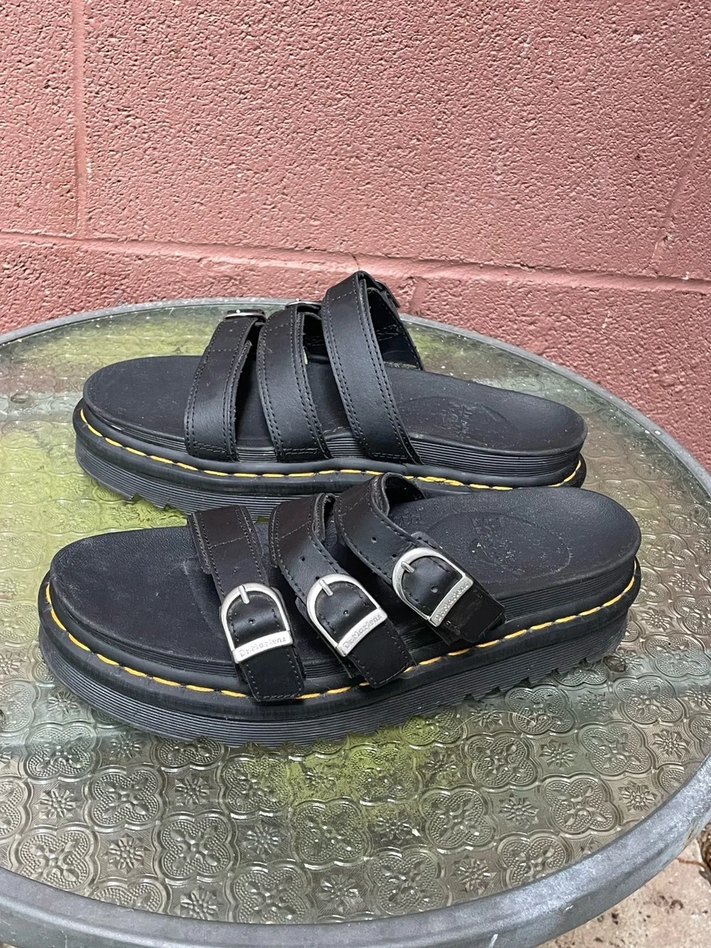 Dr Martens Blaire Slide Platform Black Sandals Size 8
